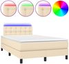 Boxspringbett mit Matratze & LED Stoff Creme 120x200 cm, Härtegrad: H2 [3133466] Bild 2