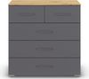 rauch Aditio Box, Kommode, 5 Schubladen, mit Softclose-Funktion, Farbe Grau metallic/Eiche Artisan, BxHxT 80x81x42cm Bild 2