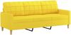 vidaXL 3-tlg. Sofagarnitur mit Kissen Hellgelb Stoff 3201319 Bild 4