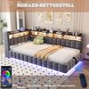 Merax Daybett mit LED-Beleuchtung und USB-Ladeanschlüssen (Jugendbett Kinderbett Einzelbett Sofabett aus Samtstoff, 1 tlg), Polsterbett Tagesbett 90x200cm mit hydraulischem Stauraum & Staufächer Bild 4