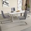 Merax Samt-Esszimmerstuhl, 4er-Set, Wohnzimmer, Schlafzimmer, Lounge-Sessel, Diamant-Rücken-Design, mit silbernen Metall-Stützbeinen, Grau+Silber Bild 2