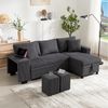Merax Ecksofa L-förmiges Sofa Schlafsofa mit Schlaffunktion, umbaubares Ecksofa mit Ladeanschluss Stauraum Bücherregal Kissen Bild 3