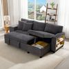 Merax Ecksofa L-förmiges Sofa Schlafsofa mit Schlaffunktion, umbaubares Ecksofa mit Ladeanschluss Stauraum Bücherregal Kissen Bild 4