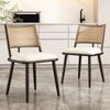 Merax PU-Sitz, Rattan-Rückenlehne, 2er-Set, Wohnzimmer, Schlafzimmerstuhl, Schwarz Bild 2