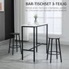 Bar Set 3-teilig Tisch Marmoroptik 2 Hocker Fußstütze Stahlrahmen für 2 Personen Frühstück Bild 4