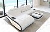 Ecksofa Elegante L-Form Leder - Echtleder - weiß-schwarz - Links Bild 3