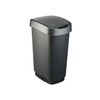 Rotho 'Twist' Mülleimer mit Deckel, Kunststoff (PP), 50 Liter, Silber / Schwarz Bild 4