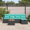 vidaXL Garten-Sofa-Set mit Kissen 6 pcs Schwarz Poly Rattan 3360840 Bild 3