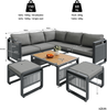 Merax Garten Loungesessel Set für 6-7 Personen, Handgewebtes Seil-Gartensofa, Wetterfeste Eckgarnitur & Liege aus Eisen, inkl. weicher Sitz und Rückenpolster, verstellbare Füße, Grau Bild 4