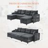 4-Sitzer Wohnlandschaft B 272 x T 136 x H 86 cm aus Leinenstoff mit Schlaffunktion Bild 5