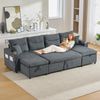 4-Sitzer Wohnlandschaft B 272 x T 136 x H 86 cm aus Leinenstoff mit Schlaffunktion Bild 3