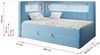 Boxspringbett mit LED, Einzelbett mit Bettkasten und Topper - JUNIOR GOLD 3 - 90x200 cm - Blau - Linke Seite Bild 4