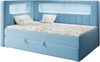 Boxspringbett mit LED, Einzelbett mit Bettkasten und Topper - JUNIOR GOLD 3 - 90x200 cm - Blau - Linke Seite Bild 2