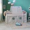 Hochbett mit Lattenrost 90x200 cm Kinderbett Tunnel Vorhang grau Sterne Holz Kiefer Jugendbett Bild 2