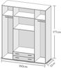 Kleiderschrank >Hamina< in Eiche Sonoma - 160x177x52cm (BxHxT) Bild 4
