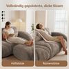 Flieks Modulares Sofa 4-Sitzer mit 2x Hocker, Cloud Sofa mit runden Armlehnen, Chenille weich, rahmenlos bodennah, Lounge Sofa, Braun Bild 5
