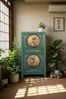 Chinesischer Vintage Schrank Grün Beige Kommode Sideboard Kolonial-Stil Antik-Stil Lowboard asiatisch orientalisch Fernost shabby-chic Landhaus Bild 3
