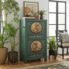 Chinesischer Vintage Schrank Grün Beige Kommode Sideboard Kolonial-Stil Antik-Stil Lowboard asiatisch orientalisch Fernost shabby-chic Landhaus Bild 2
