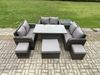 Fimous Rattan Garten Möbel Set Einstellbarer Aufsteigenderr Esstisch mit Beistelltisch 3 Fußhocker Bild 2