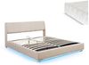 LED Polsterbett Tröstiar mit Matratze 180x200 cm Beige [en. casa] Bild 2