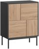 Sideboard mit 4 Fächern, Push-to-open, Schwarz in Holzoptik, Metallbeine,78 x 60 x 35 cm Bild 3