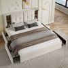 Polsterbett 160x200 cm mit kabelloser Ladestation, USB/Typ-C-Anschluss & 4 Schubladen, Beige mit Stauraum Bild 2