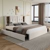 Polsterbett 160x200 cm mit kabelloser Ladestation, USB/Typ-C-Anschluss & 4 Schubladen, Beige mit Stauraum Bild 3