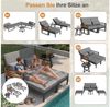 i@home Gartenlounge-Set Modulares Sofa-Bett mit verstellbarer Rückenlehne & Glastisch, (5-tlg, 2-in-1 Outdoor-Sofa), für Garten, Terrasse & Pool Bild 3