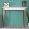 Ragaba kleiner Schreibtisch mit Schublade, MDF & Massives Buchenholz, 85x40 cm, Weiß Bild 2