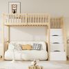 Hochbett 90x200 mit Sicherheits-Aufbewahrungsleiter, Bettgestell aus massivem Kiefernholz für Kinder und Jugendliche Bild 2
