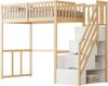 Hochbett 90x200 mit Sicherheits-Aufbewahrungsleiter, Bettgestell aus massivem Kiefernholz für Kinder und Jugendliche Bild 5