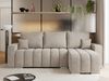 Universelles Ecksofa in Streifen genäht mit Schlaffunktion und Bettkasten, modern Stil - KIRASSO - Beige Stoff Bild 3