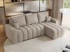 Universelles Ecksofa in Streifen genäht mit Schlaffunktion und Bettkasten, modern Stil - KIRASSO - Beige Stoff Bild 4