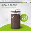 Juskys Bambus Wäschekorb Curly-Round – 55 Liter Volumen – Wäschesammler mit Deckel, Tragegriffen & Stoff Wäschesack – 1 Fach Wäschebox – in Braun Bild 2
