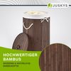 Juskys Bambus Wäschekorb Curly-Round – 55 Liter Volumen – Wäschesammler mit Deckel, Tragegriffen & Stoff Wäschesack – 1 Fach Wäschebox – in Braun Bild 5