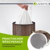 Juskys Bambus Wäschekorb Curly-Round – 55 Liter Volumen – Wäschesammler mit Deckel, Tragegriffen & Stoff Wäschesack – 1 Fach Wäschebox – in Braun Bild 4