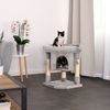 lionto Kratzbaum für Katzen mit Höhle & 2 Plüschballen inkl. Glöckchen, Höhe 60 cm, Katzenbaum mit robustem Sisalseil & weichem Plüsch, gemütliche Liegefläche, für kleine & große Katzen, hellgrau Bild 2