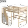 Merax Hochbett (Jugendbett mit Rausfallschutz und Lattenrost, 1-St) Etagenbett 140x200cm mit Treppe und Stauraum, Kiefernholz Kinderbett Bild 4