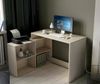 Dmora Schreibtisch Kyarr, Mehrzweckschreibtisch, Bürotisch für PC, Eckschreibtisch, 112x101 h77 cm, Eiche und Weiß Bild 2