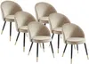 Vente-unique - MAYLINA Stuhl Samt Beige - B 61 cm x H 80,5 cm x L 55 cm Bild 2