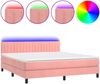 vidaXL Boxspringbett mit Matratze & LED Rosa 160x200 cm Samt 3134536 Bild 2