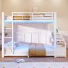 Metall Etagenbett (140x200cm) mit LED-Beleuchtung, mit 2 Stoffschubladen Bild 4
