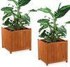 2x 50cm Garten Blumenkübel aus Holz Pflanzkasten Blumentrog Übertopf eckig NEU Bild 2