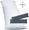 1 x Seitenschläferkissen + Jersey Kissenbezug 2er Set 40x145 cm Anthrazit Bild 2