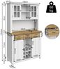 Flieks Küchenbuffet mit Schubladen, Glastüren und Weinregal (mit Arbeitsplatte und verstellbaren Ablagen, 1-St, 106x40x179,5 cm) Hochschrank mit LED Küchenschrank Bücherschrank Buffetschrank weiß Bild 3