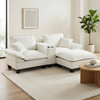 Modulares Ecksofa aus Chenille mit USB-Anschlüssen & Stauraum, beige Bild 2
