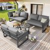 Gartenmöbelset mit verstellbare Beine, wasserabweisenden & abnehmbaren Kissen,Gartenlounge Set für 5-6 Personen, modular für Balkon Garten Terrasse,inklusive aller Sitz- und Rückenkissen, grau Bild 5
