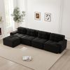 Boneless Sofas für Wohnzimmer,Modulares Sofa mit L-förmiger Chaiselongue 4-Sitzer Bequem Polstertes Tiefsitz Corduroy-Cloud-Sofa Montagefreies Sofa Rutschfestes Design,Corduroy,Schwarz, Bild 3