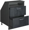 Küchenschrank für Dachschrägen R-Line Schwarz Beton 60 cm mit 2 Schubladen, Schrankkorpus 60 cm Tiefe Vicco Bild 3
