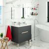 Dmora Avona-Waschtischunterschrank, Badezimmer-Waschtischunterschrank, Badezimmer-Waschtischunterschrank mit Spiegel, Waschbecken nicht im Lieferumfang enthalten, 80x45h80 cm, Anthrazit und Eiche Bild 2